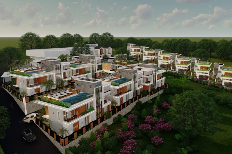 Architectural render of the Muhazi Escape villas and townhouses